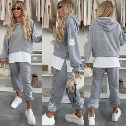 💜Women's Hooded Patchwork Casual Sweatshirt Suit