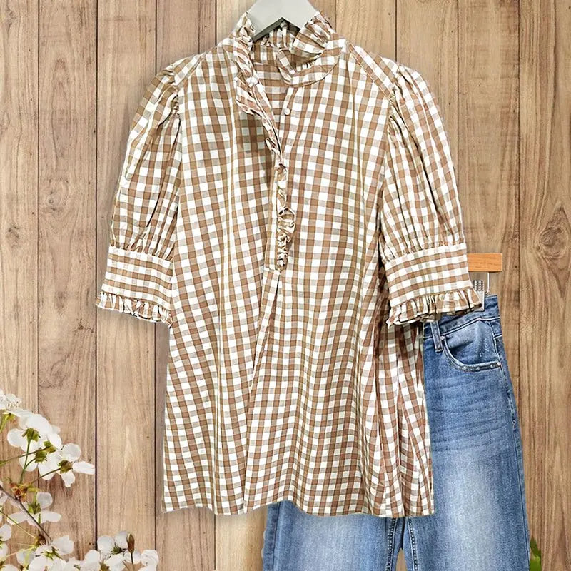 Picniq™ - Gingham Ruffle Blouse - Seldom Seen Styles