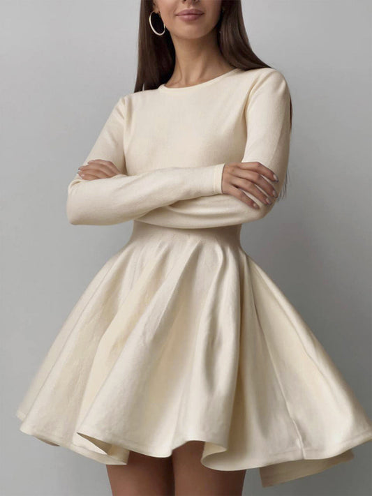 Plain Pleated Sweater Short Dress - Seldom Seen Styles