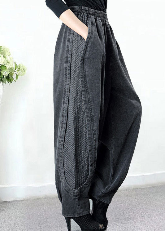 Plus Size Grey Pockets Patchwork Harem Fall Denim Pants - Seldom Seen Styles