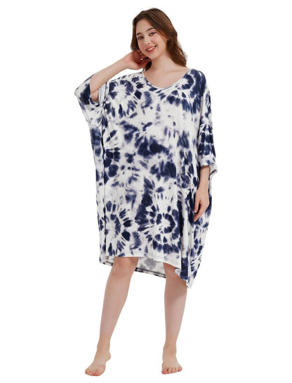 Chemise de nuit grande taille pour femmes, robe de nuit à col en V, pyjama de détente à manches courtes avec poche, taille S-5XL, pyjama élastique, tissu respirant