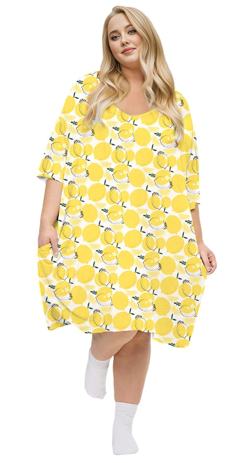 Plus Size Nightgown for Women V-Neck Sleep  Dress Pjs Lounge Short Sleeves Sleepwear With Pocket Fit S-5XL Pajamas Elastic Loungewear Breathable Fabric - Seldom Seen Styles
