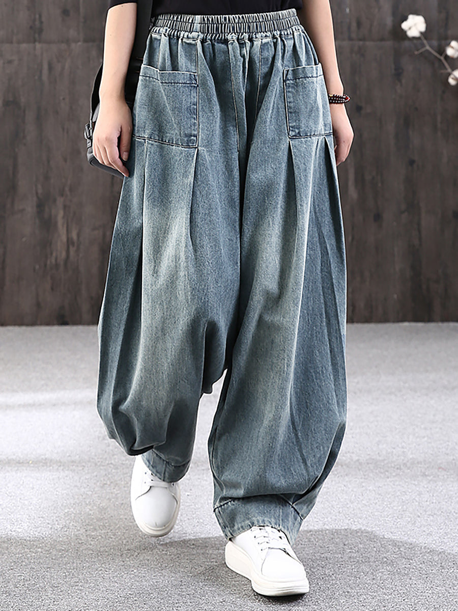 Plus Size - Simple Pure Color Loose Denim Jeans - Seldom Seen Styles