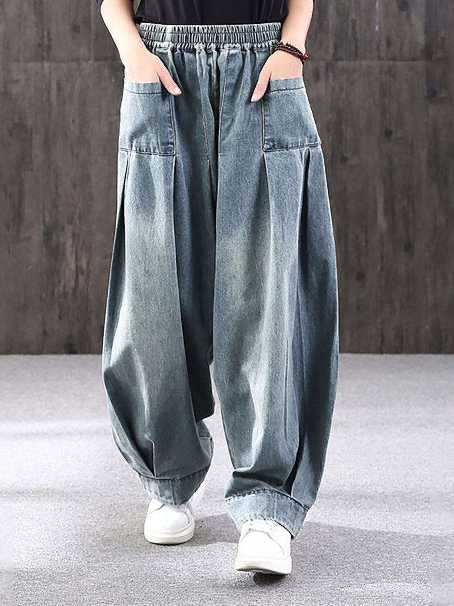 Plus Size - Simple Pure Color Loose Denim Jeans - Seldom Seen Styles