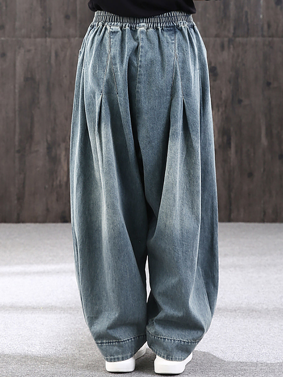 Plus Size - Simple Pure Color Loose Denim Jeans - Seldom Seen Styles