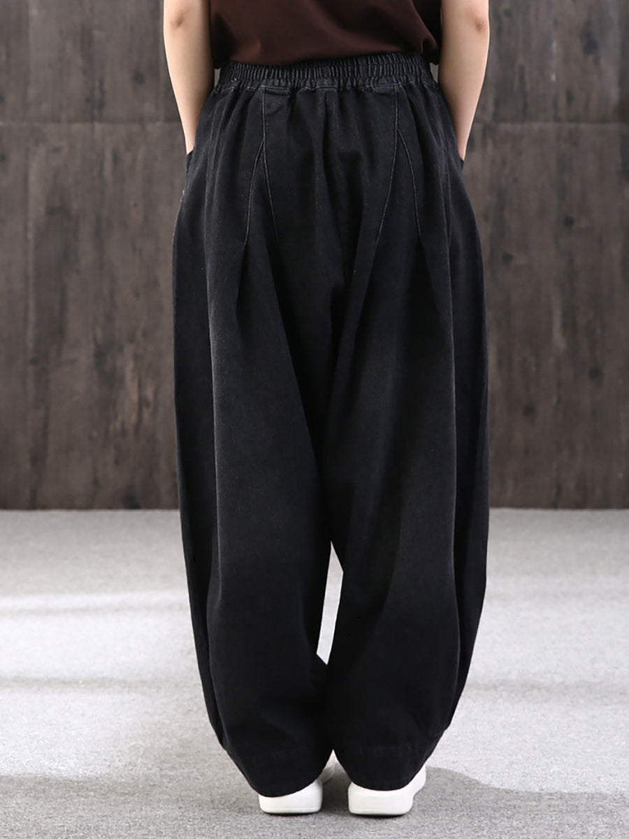 Plus Size - Simple Pure Color Loose Denim Jeans - Seldom Seen Styles