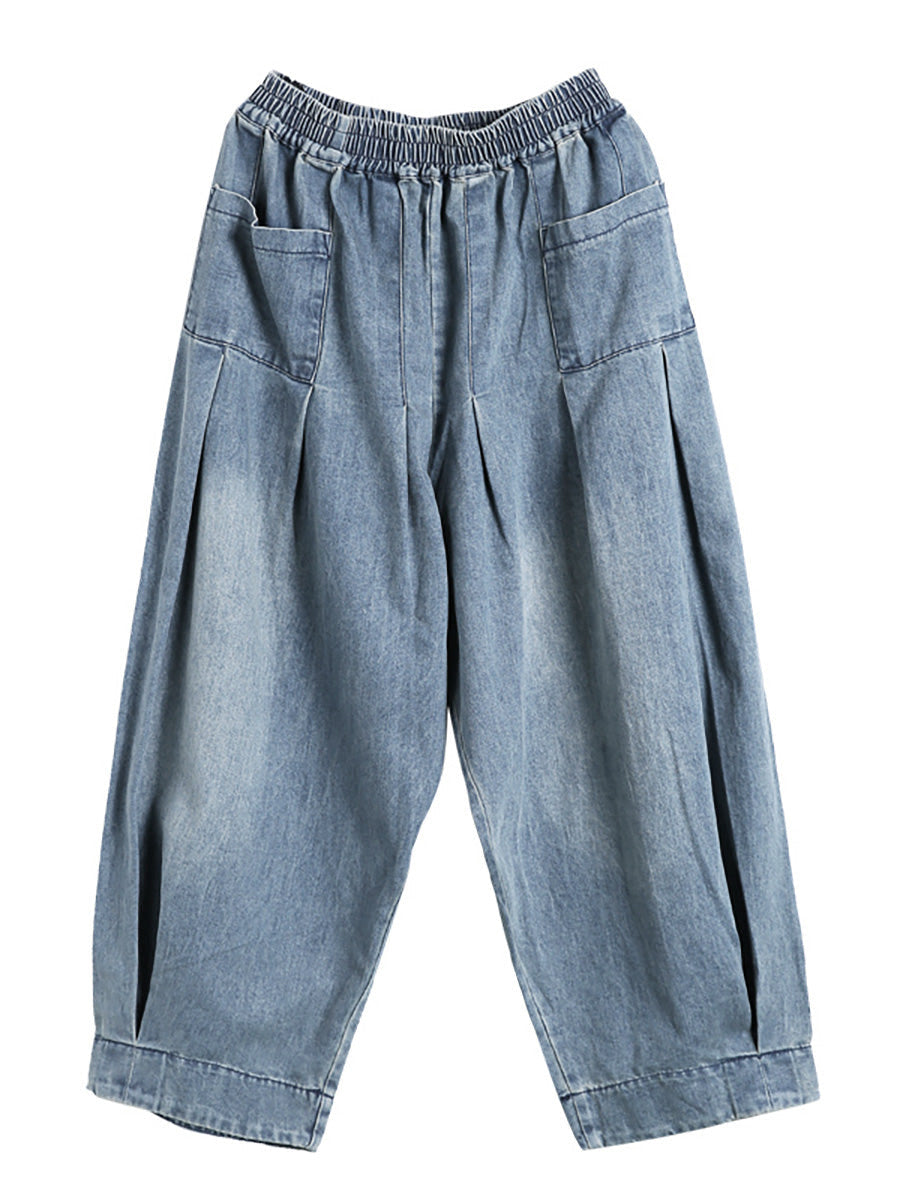 Plus Size - Simple Pure Color Loose Denim Jeans - Seldom Seen Styles