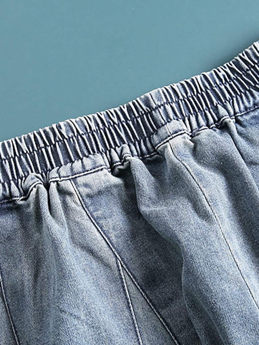 Plus Size - Simple Pure Color Loose Denim Jeans - Seldom Seen Styles