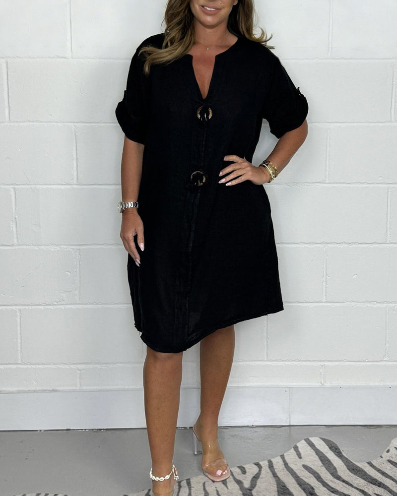 Plus Size Tunic Dress for Women Button Up Loose Fit Short Sleeve Casual Summer Dress - Seldom Seen Styles