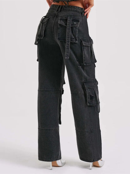 Pocket Stitching Cargo Jeans