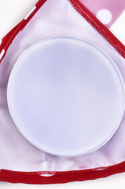 Gepunkteter Bikini mit hoher Taille und Rüschen