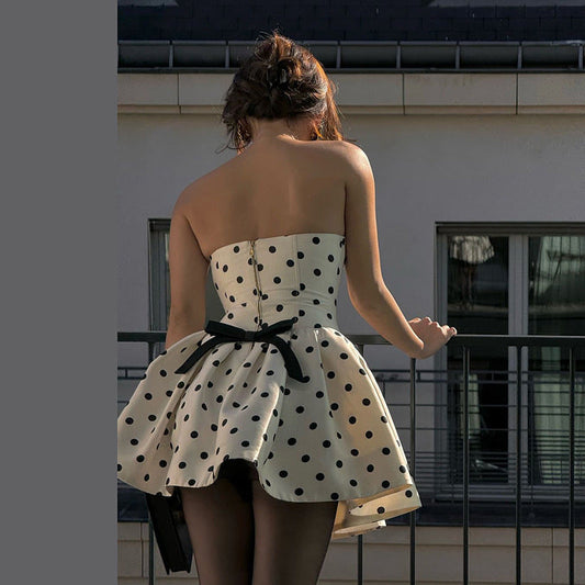 Polka Dot Romance DressWomen's Polka Dot Strapless Mini Dress Vintage Flare Party Dress - Seldom Seen Styles