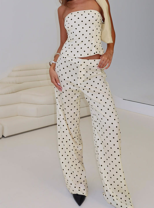 Powdered Sugar Strapless Set Cream Polka - Seldom Seen Styles