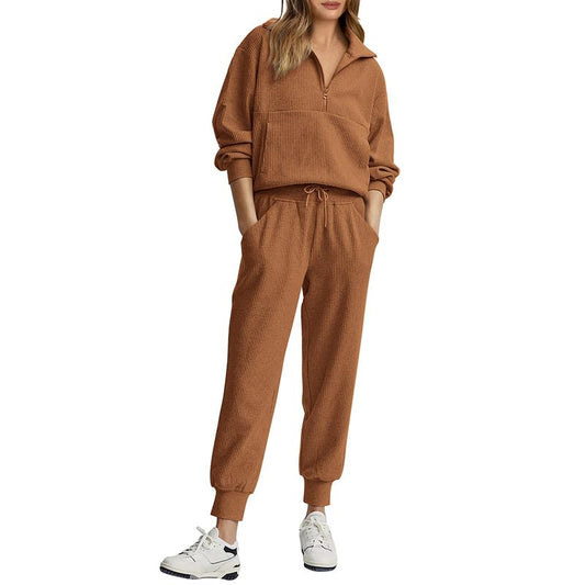 Women's 2-Piece Sweatsuits Set Long Sleeve Half Zip Pullover Sweatshirt Joggers Pants Comfy Outfits Soft Tracksuit Athletic Training Apparel with Front Pocket &amp; Elastic Waistband - Seldom Seen Styles