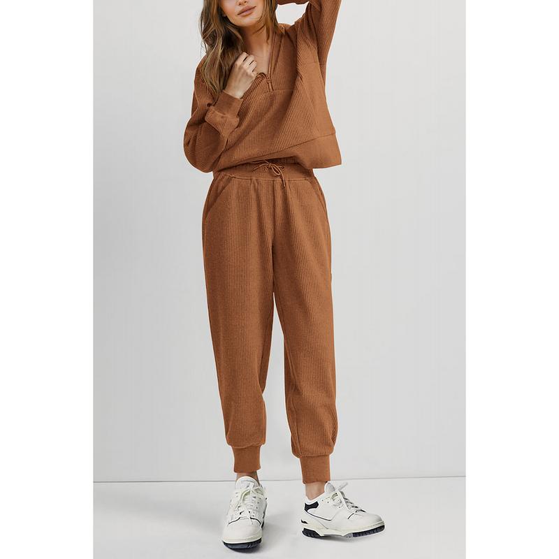 Women's 2-Piece Sweatsuits Set Long Sleeve Half Zip Pullover Sweatshirt Joggers Pants Comfy Outfits Soft Tracksuit Athletic Training Apparel with Front Pocket &amp; Elastic Waistband - Seldom Seen Styles