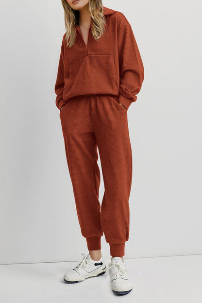 PrettyGarden Damen 2-teiliges Trainingsanzug-Set, Langarm, Halbreißverschluss, Pullover, Sweatshirt, Jogginghose, bequeme Outfits, weicher Trainingsanzug, Damenbekleidung, Overall