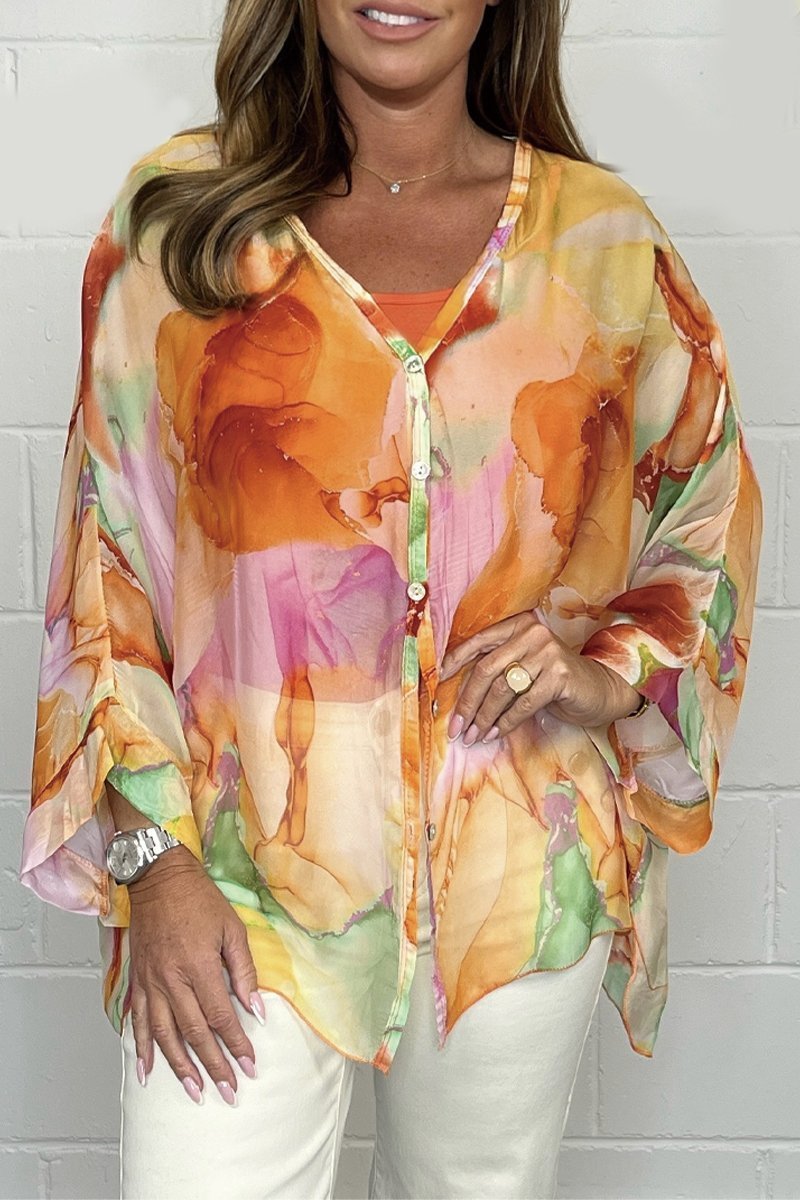 Printed Chiffon Shirt - Seldom Seen Styles