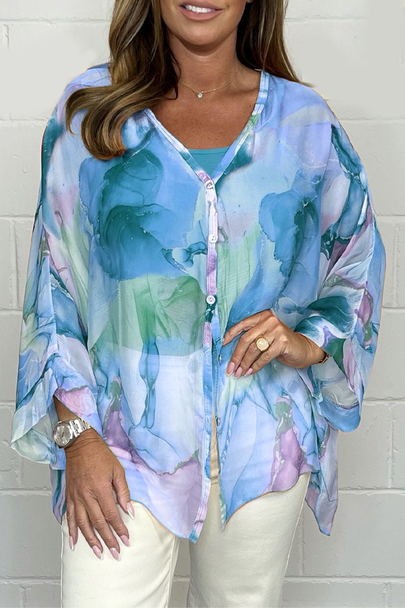 Printed Chiffon Shirt - Seldom Seen Styles