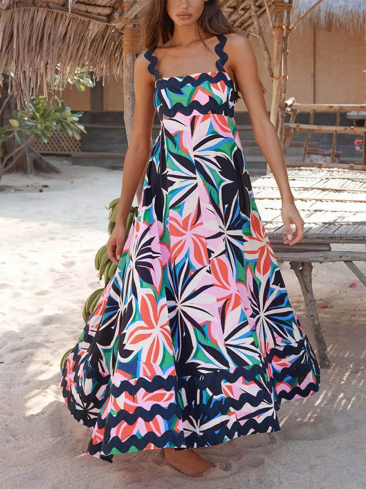 Printed Suspender Maxi Dress - Seldom Seen Styles