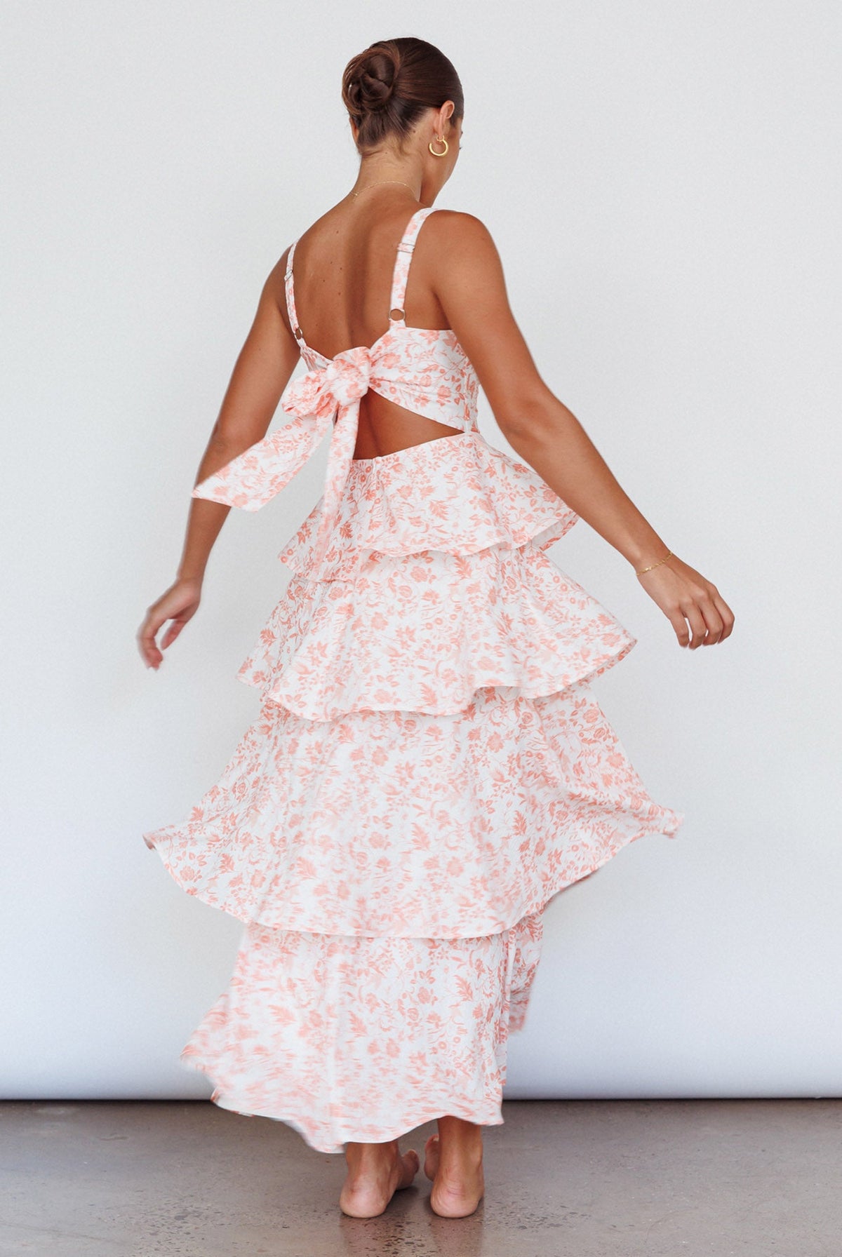 Provence Bloom Tiered Midi Dress Floral Orange - Seldom Seen Styles