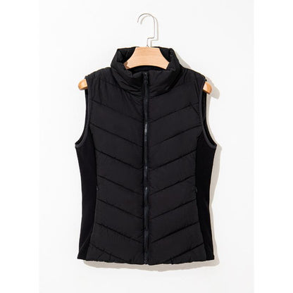 Doudoune sans manches pour femme avec fermeture éclair, col montant, matelassée, gilet chaud d'hiver avec poches