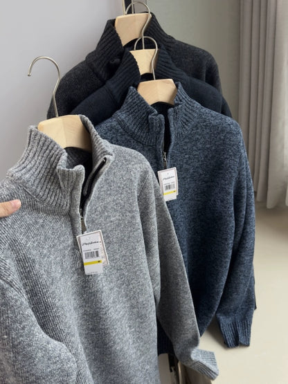 Pulled and thickened 25 autumn and winter men's casual zipper knitted sweater Men's Quarter-Zip Sweater