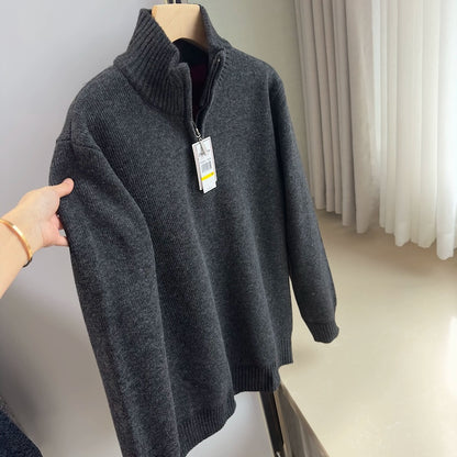 Pulled and thickened 25 autumn and winter men's casual zipper knitted sweater Men's Quarter-Zip Sweater