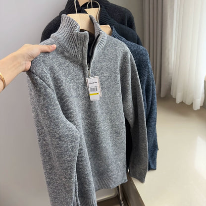 Pulled and thickened 25 autumn and winter men's casual zipper knitted sweater Men's Quarter-Zip Sweater