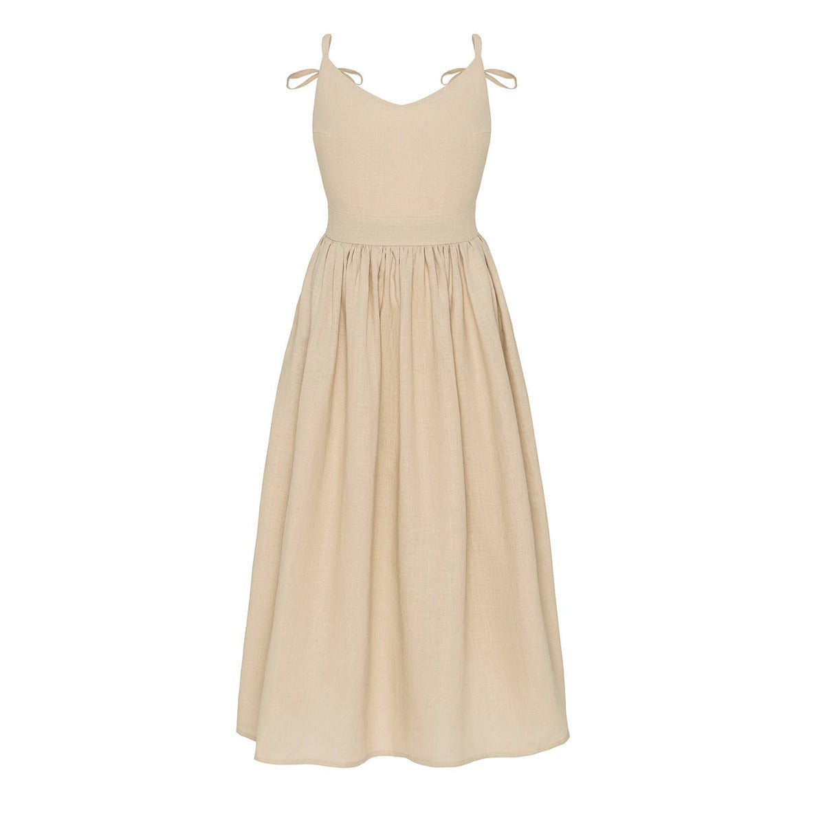 Pure cotton V-neck suspender skirt women's spring new temperament elegant sexy strap backless dress - Seldom Seen Styles