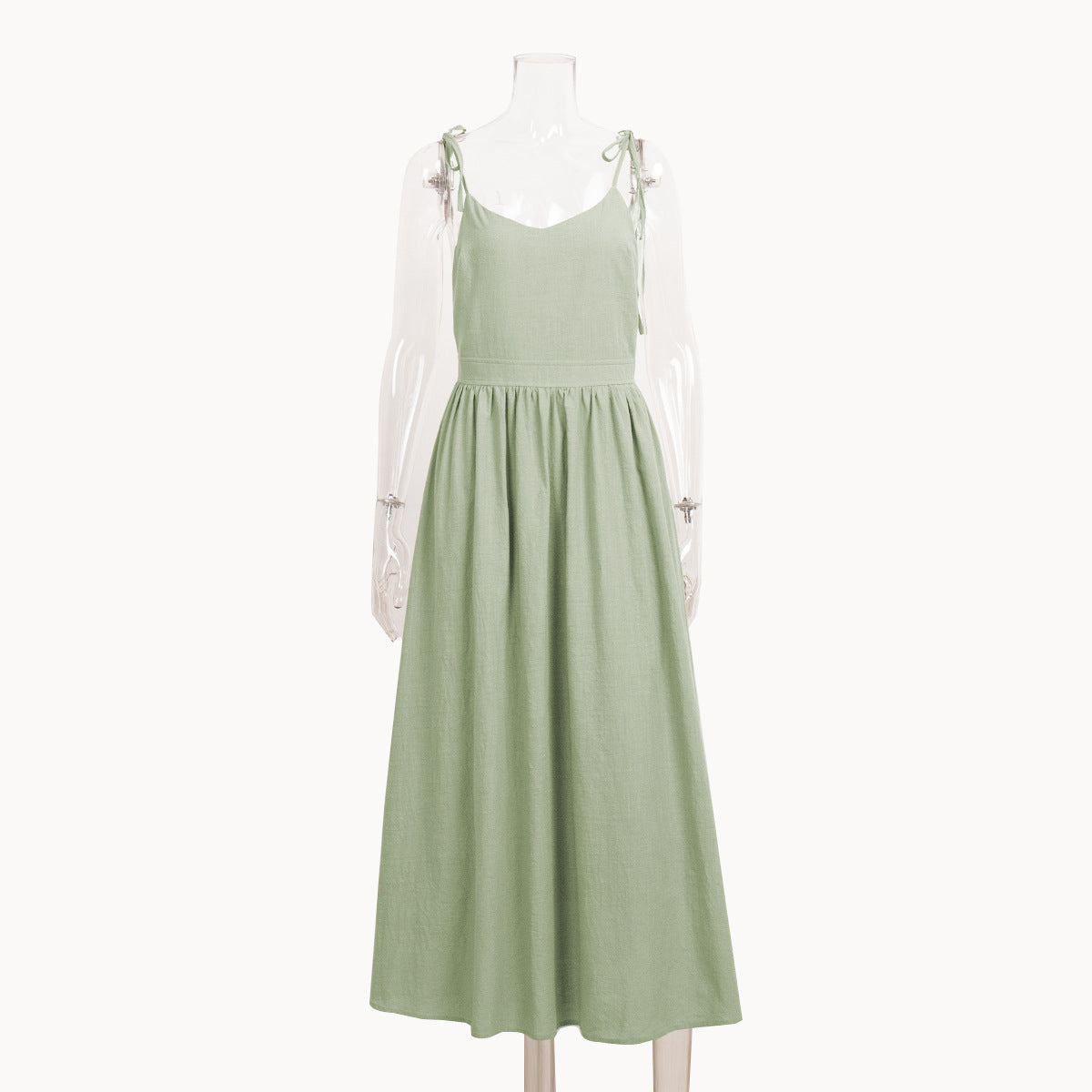 Pure cotton V-neck suspender skirt women's spring new temperament elegant sexy strap backless dress - Seldom Seen Styles