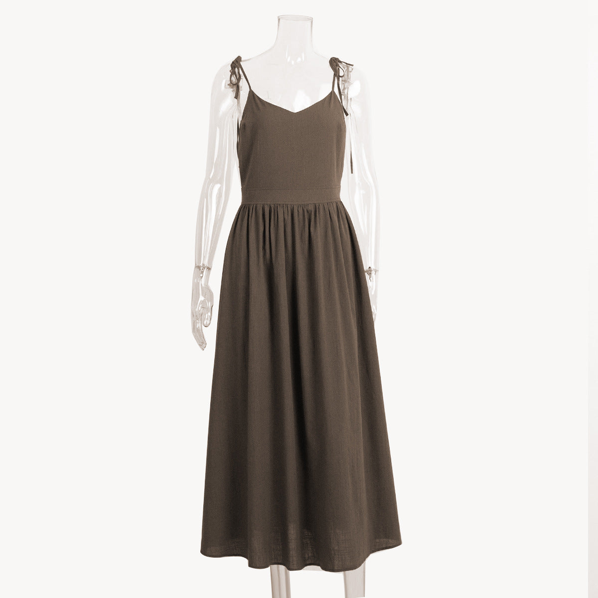 Pure cotton V-neck suspender skirt women's spring new temperament elegant sexy strap backless dress - Seldom Seen Styles