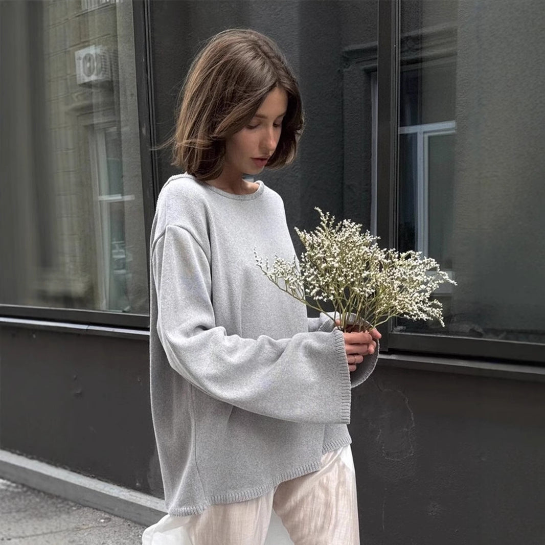 Pure cotton pullover sweater autumn and winter new temperament loose lazy sexy backless knitted sweater - Seldom Seen Styles