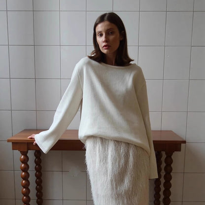 Pure cotton pullover sweater autumn and winter new temperament loose lazy sexy backless knitted sweater