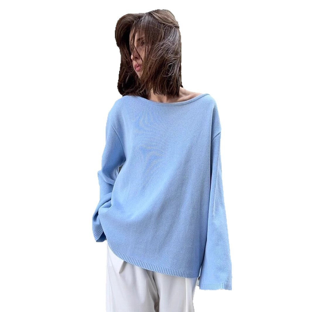 Pure cotton pullover sweater autumn and winter new temperament loose lazy sexy backless knitted sweater - Seldom Seen Styles