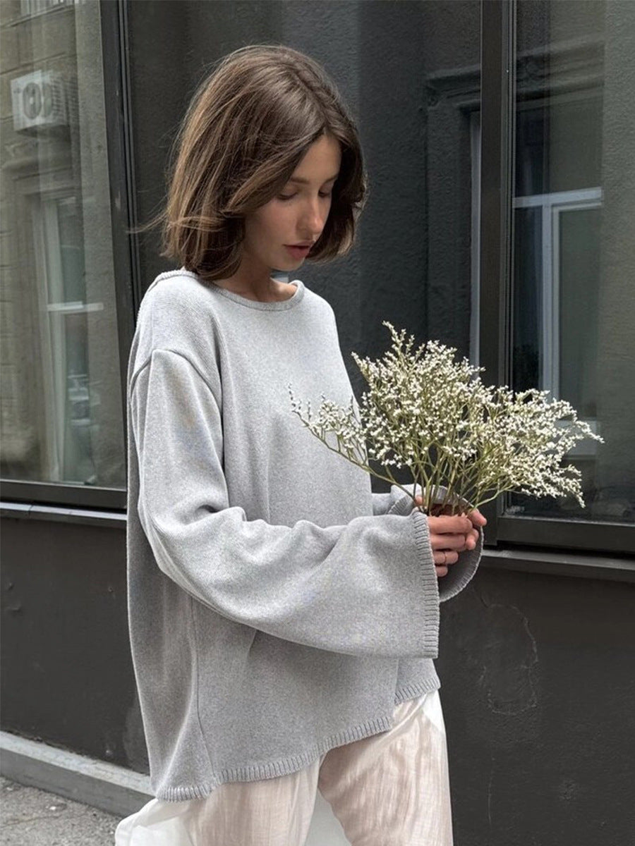 Pure cotton pullover sweater autumn and winter new temperament loose lazy sexy backless knitted sweater - Seldom Seen Styles