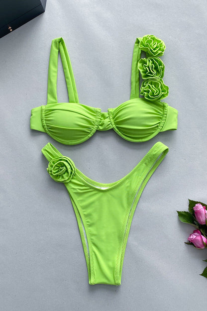 Ensemble Bikini avec Décoration Florale Rembourré