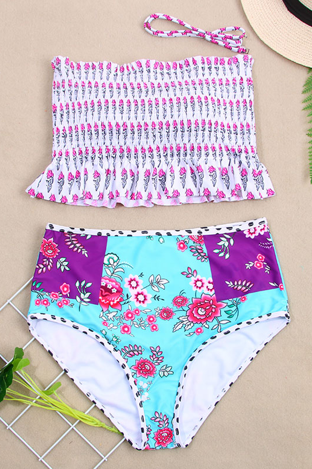 Floral Print High Waist Bikini Set - Seldom Seen Styles