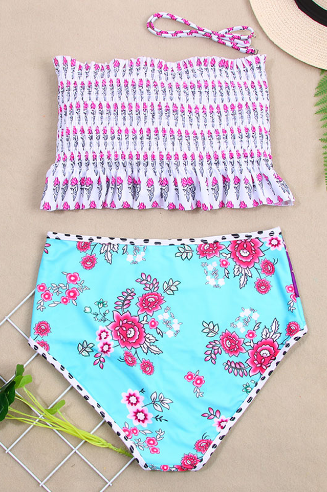 Floral Print High Waist Bikini Set - Seldom Seen Styles