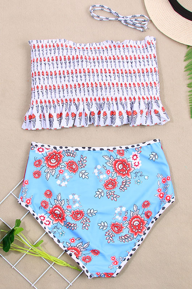 Floral Print High Waist Bikini Set - Seldom Seen Styles