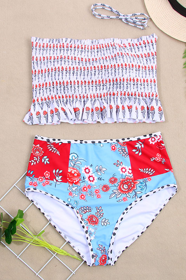 Floral Print High Waist Bikini Set - Seldom Seen Styles