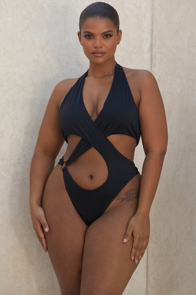 Crossover Halter One Piece Swimsuit - Seldom Seen Styles