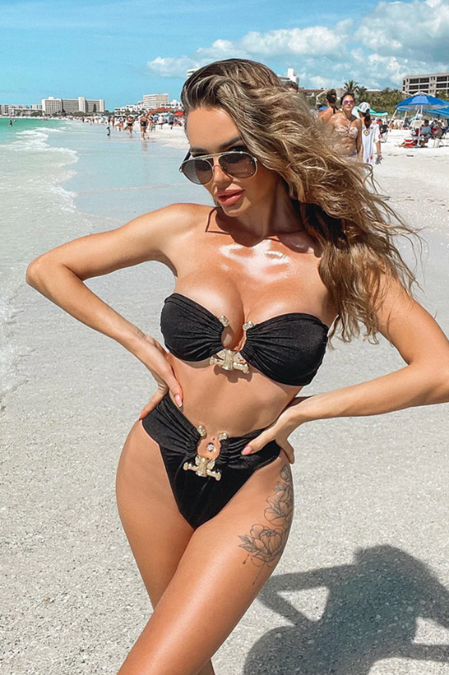 Hammered Trim High Waist Bikini Set - Seldom Seen Styles