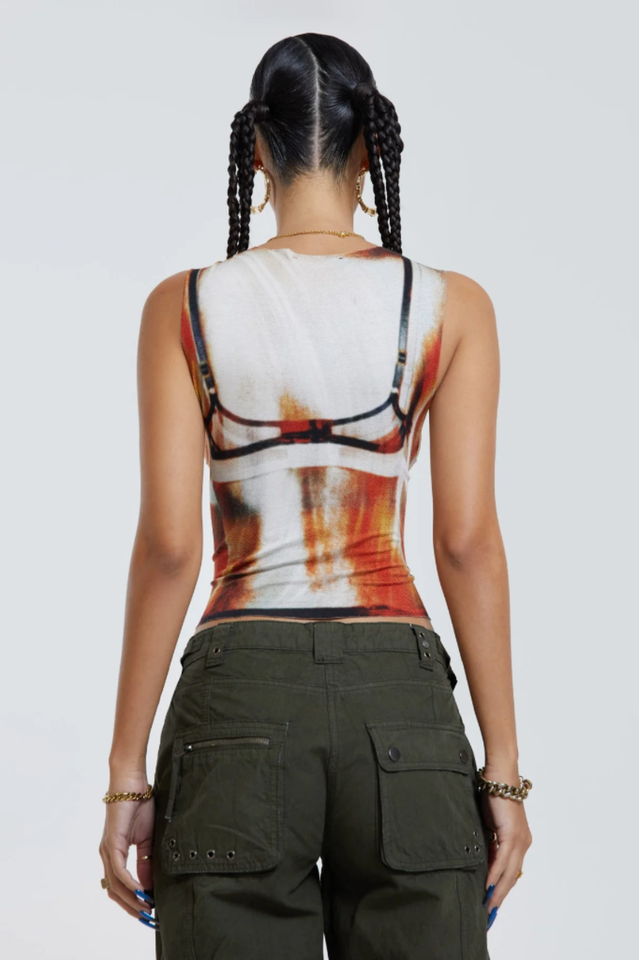Women's Y2K Graphic Tank Top Sheer Slim Fit Going Out Top - Seldom Seen Styles