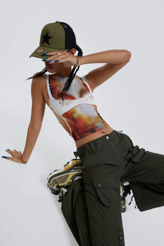 Women's Y2K Graphic Tank Top Sheer Slim Fit Going Out Top - Seldom Seen Styles