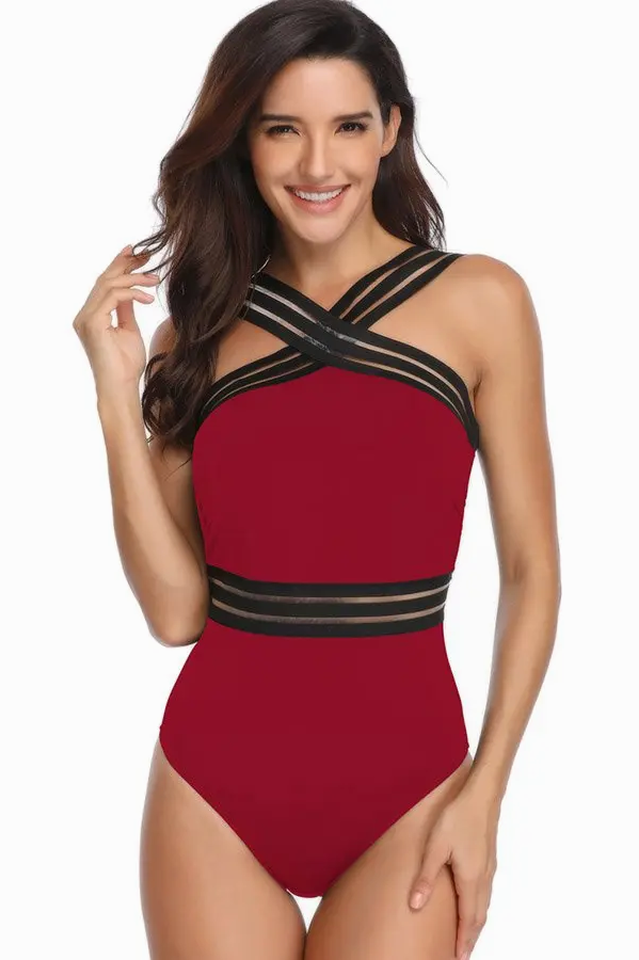 Bandage Cross Back Swimming Suit - Seldom Seen Styles