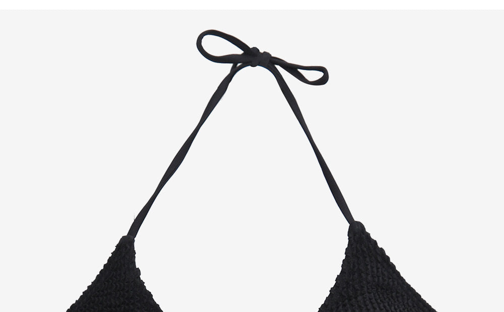 Qianmo Clothing Cross-border Two-piece Swimsuit for Women Slim Fit Solid Color Sexy Swimwear Halter Three-piece Bikini - Seldom Seen Styles