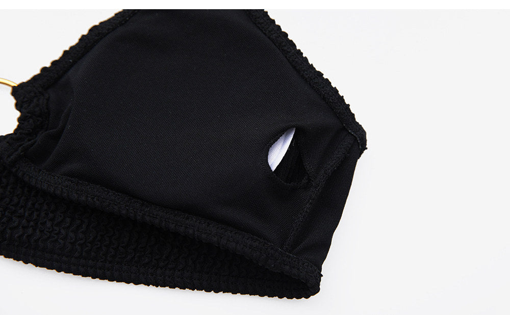 Qianmo Clothing Cross-border Two-piece Swimsuit for Women Slim Fit Solid Color Sexy Swimwear Halter Three-piece Bikini - Seldom Seen Styles