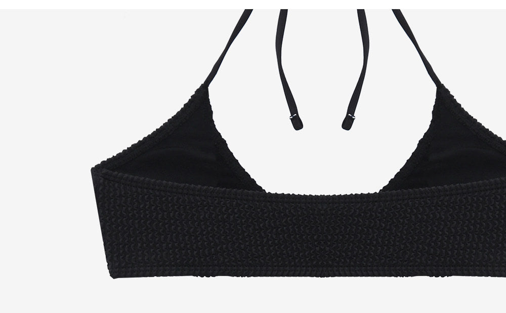 Qianmo Clothing Cross-border Two-piece Swimsuit for Women Slim Fit Solid Color Sexy Swimwear Halter Three-piece Bikini - Seldom Seen Styles