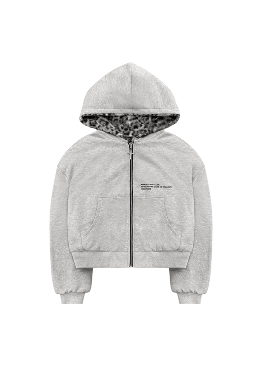 REVERSIBLE FUR ZIP HOODIE in GREY - Seldom Seen Styles