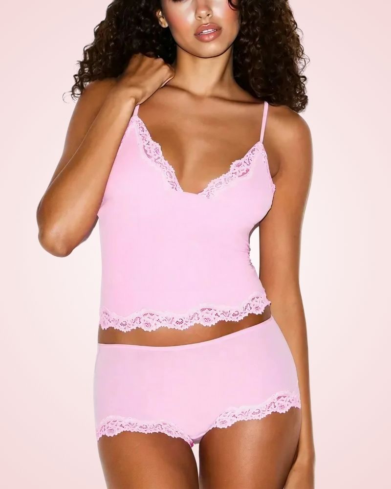 Lace Trim Cami And Short Set